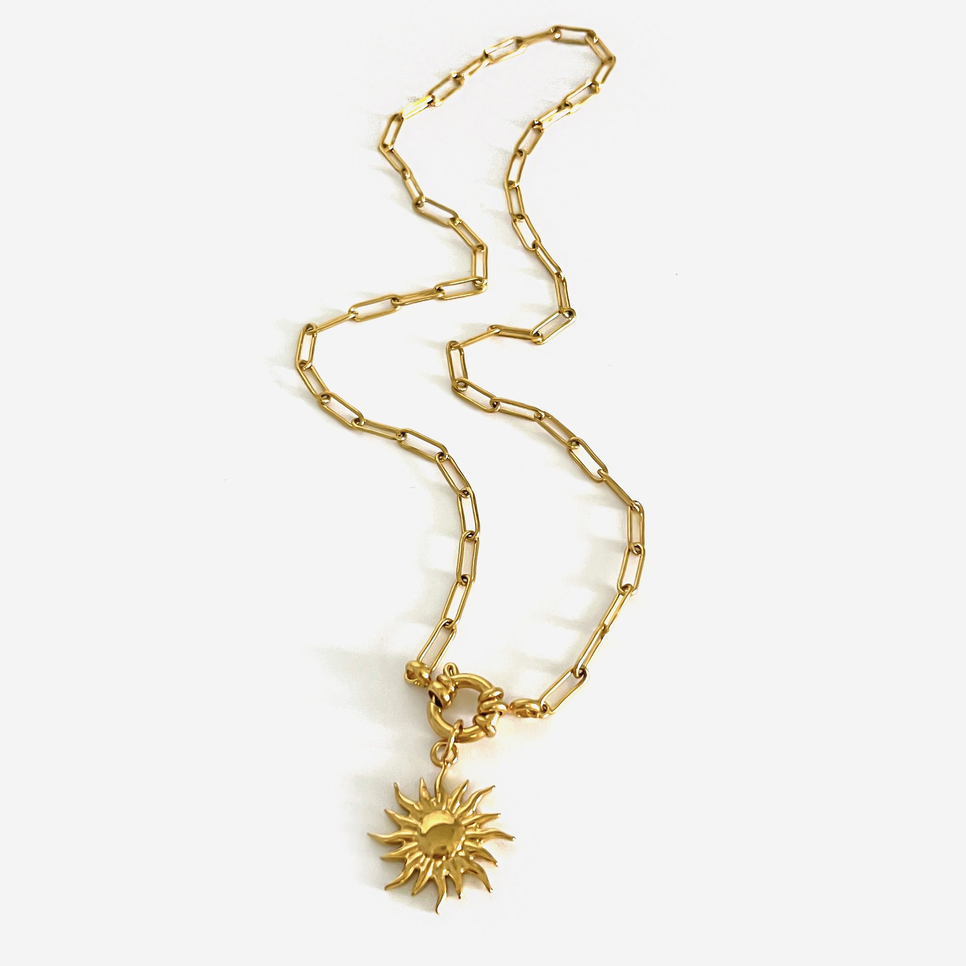 Wholesale Vintage Titanium Steel Sunflower Conch Necklace